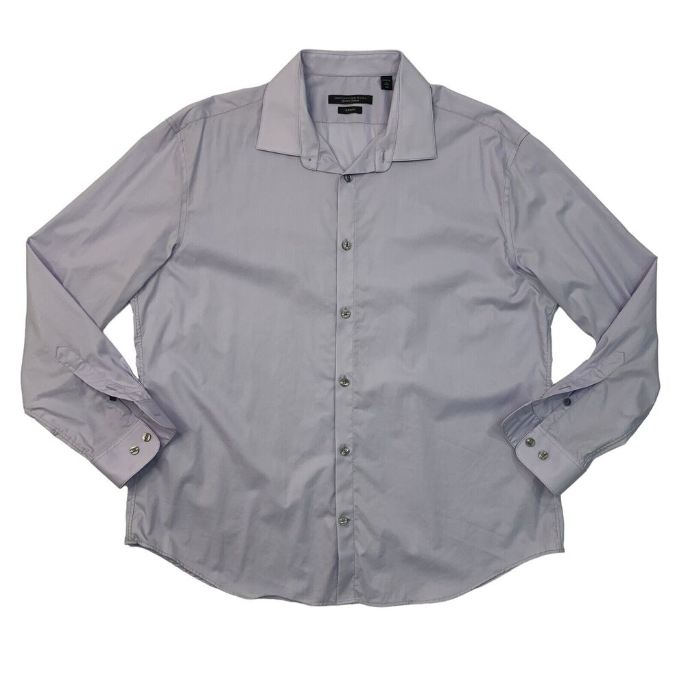 John Varvatos Shirt Mens 17 Lavender SLIM Fit Long Sleeve Barrel Cuff Dress